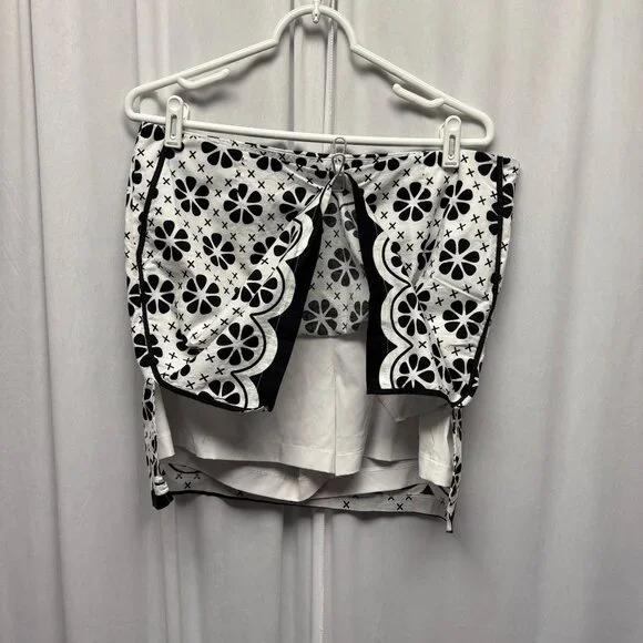 Golftini Skort Womens Sz Large Black White Floral The Masters Golf Tennis Sporty - Picture 3 of 7